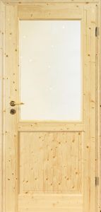 Massivholztüren, 2 F, Fichte lackiert, eckig, Lichtausschnitt, BB