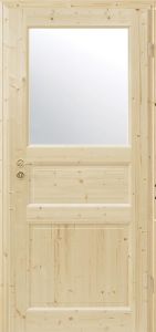 Massivholztüren, 3 F, Fichte lackiert, eckig, Lichtausschnitt, BB