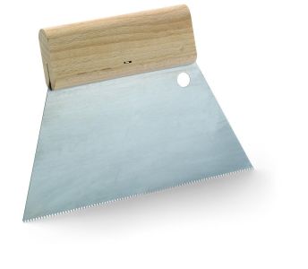 Zahnspachtel / Kleberspachtel mit Holzgriff 180mm breit
