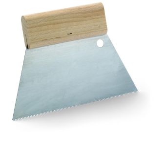 Zahnspachtel / Kleberspachtel mit Holzgriff 180mm breit