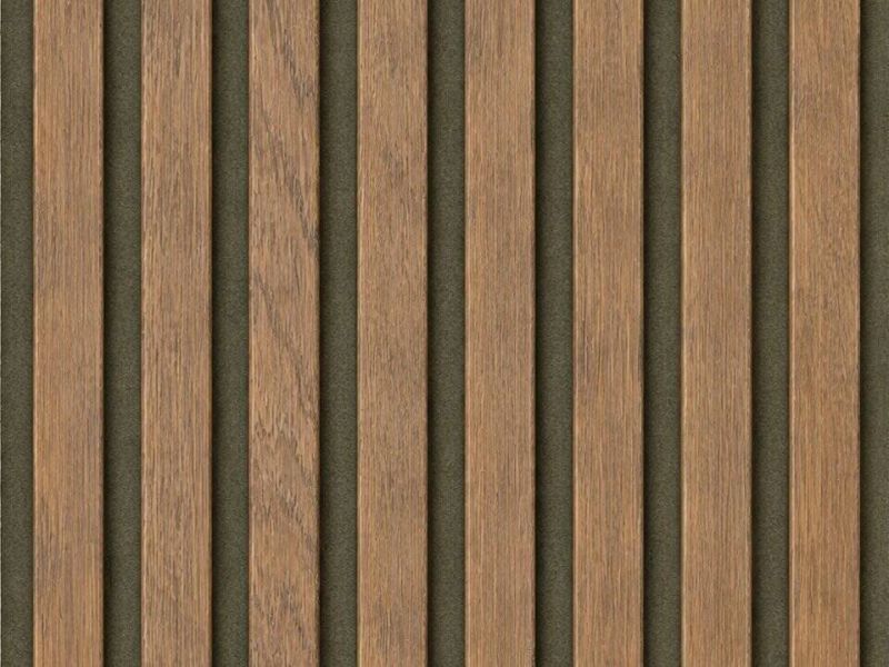 Designpaneele Echtholzfurniert Eiche , Leisten massiv 20x20 mm, furnierummantelt dunkel lackiert