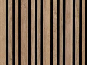 Designpaneele Echtholzfurniert Eiche natur Staccato Breitenmix, gebeizt, lackiert, MDF furniert,MDF Farbe: schwarz, Vlies Farbe: schwarz