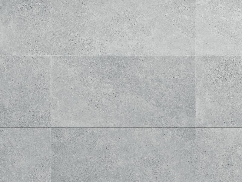 Vinylboden Massi grau, Fliese, Klick (push-down), Rigid (wasserfester Vollkunststoff), 4-seitig gefast