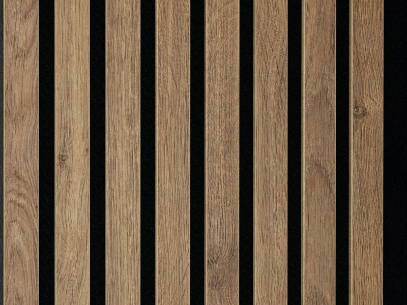 Designpaneele Eiche terrabraun, MDF Dekorfolie, schwarzes Vlies