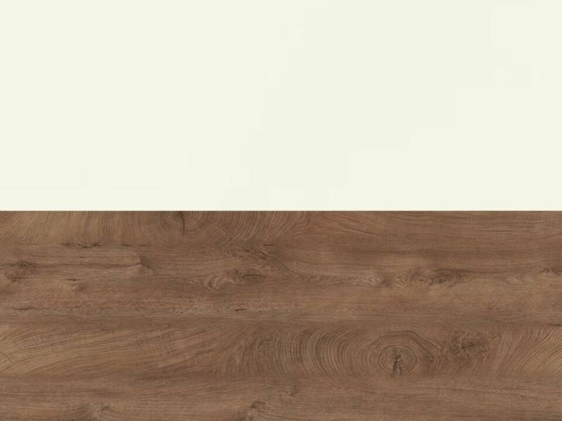 Nischenrückwandplatten 1106 GL Weiß RAL 9016 / K5413 GL Eiche Endgrain Cognac