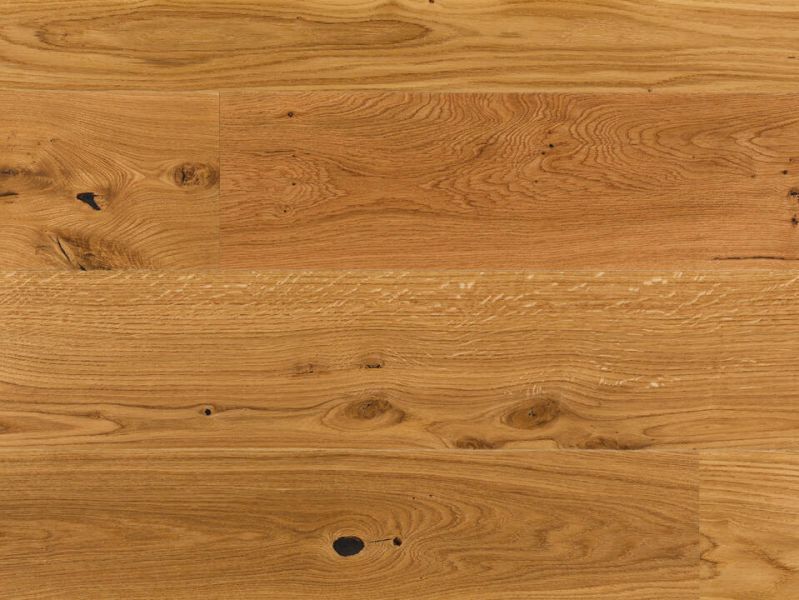 Eiche Landhausdiele Zweischichtparkett naturgeölt, farblos, 1-Stab, Nut und Feder