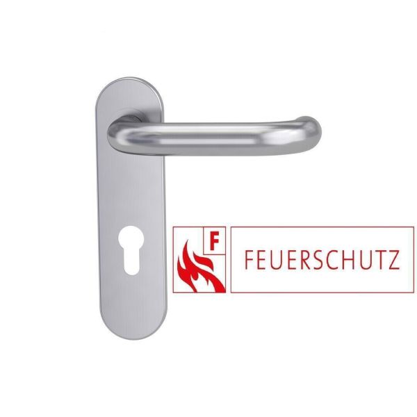 Kurzschildgarnitur, ALESSIA PROFESSIONAL FEUERSCHUTZ, Edelstahl matt