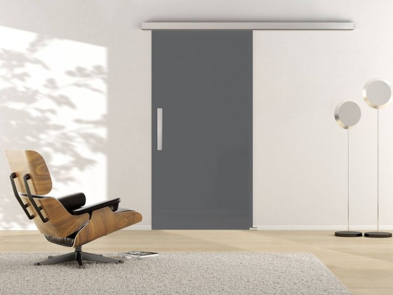 Glasschiebetüre, FROSTED GREY 683, Weißglas
