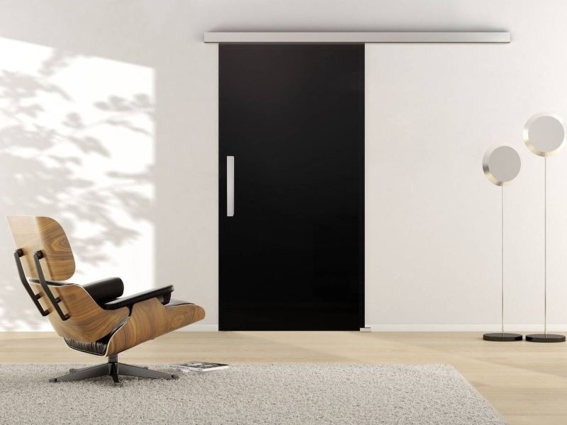 Glasschiebetüre, PIANO BLACK 517, Weißglas