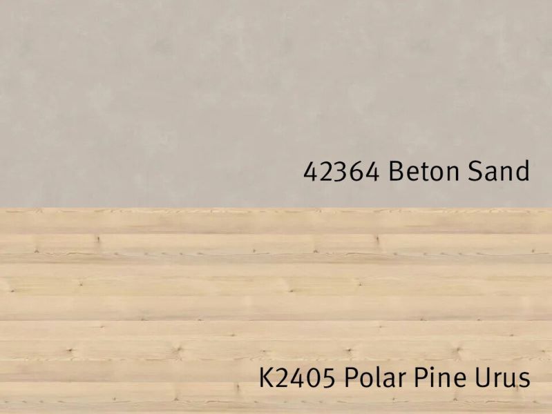 Nischenrückwandplatten 42364 DP Beton Sand / K2405 AT Polar Pine Urus