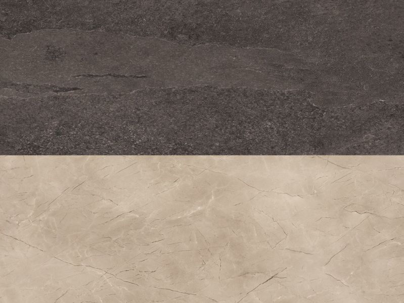 Nischenrückwandplatten K2877 CN Schiefer Vulcano / K2885 CN Marmor Vicosa Clara