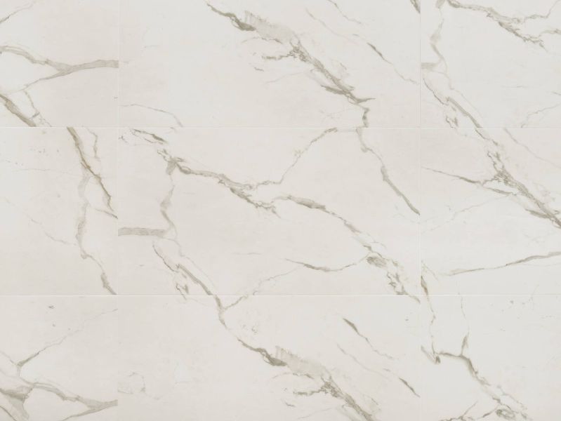 Vinylboden Pietra Santa weiß, Fliese, Klick (push-down), wasserfester Vollkunststoff, 4-seitig gefast