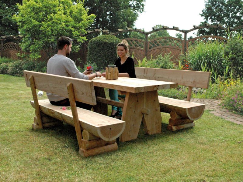 Gartenbank & Gartentisch Wick, Lärche, unbehandelt