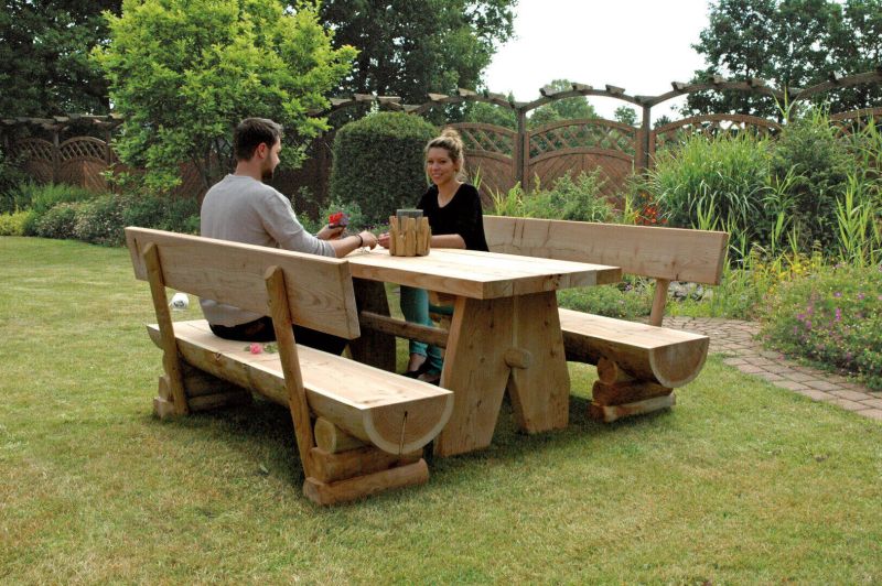 Gartenbank & Gartentisch Wick, Lärche, unbehandelt