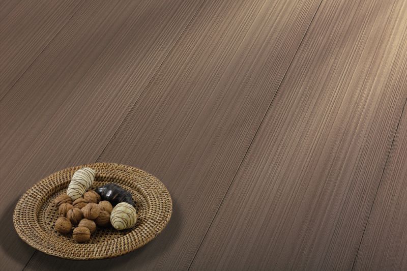 Terradura Breitdiele massiv, 1-seitig Wellenprofil - 1-seitig glatt, Walnuss