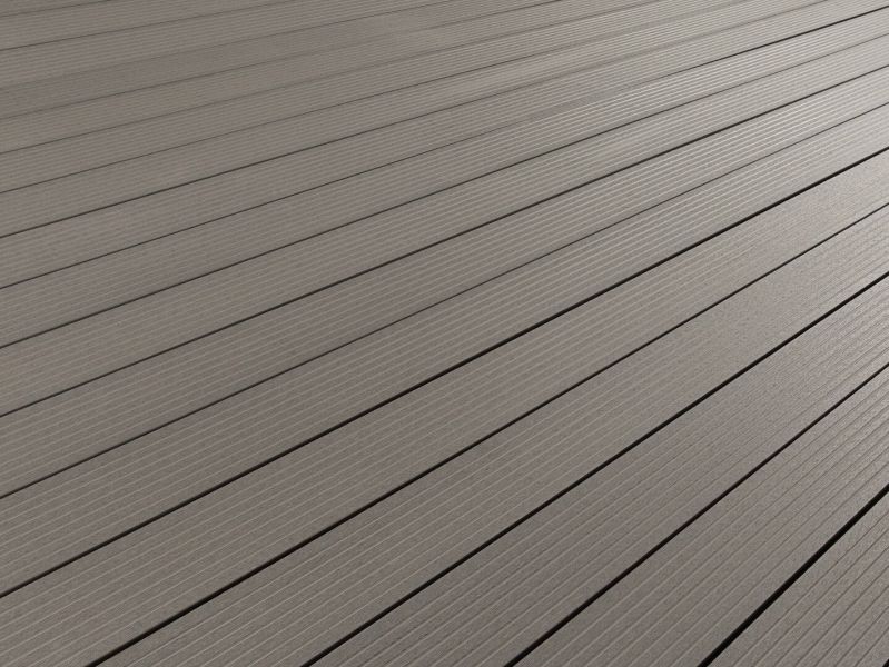 Terradura Kombiprofil - Massivprofil, Naturfaser - NFC, 1-seitig strukturiert, 1-seitig 7 V-Fugen, Granitgrau