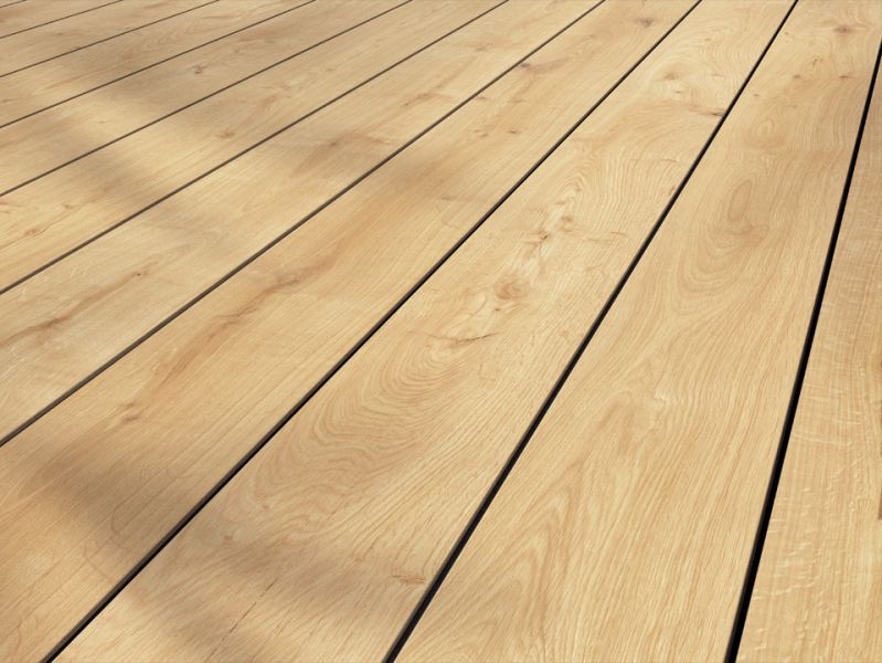 Terradura-nova Terrassendiele massiv, 1-seitig verwendbar, glattes Profil, Wildeiche