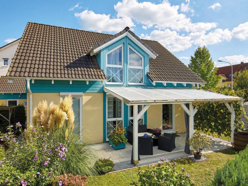 Terrassenüberdachung zum selber bauen - Polycarbonat Stegplatte X-Struktur Opal-weiß