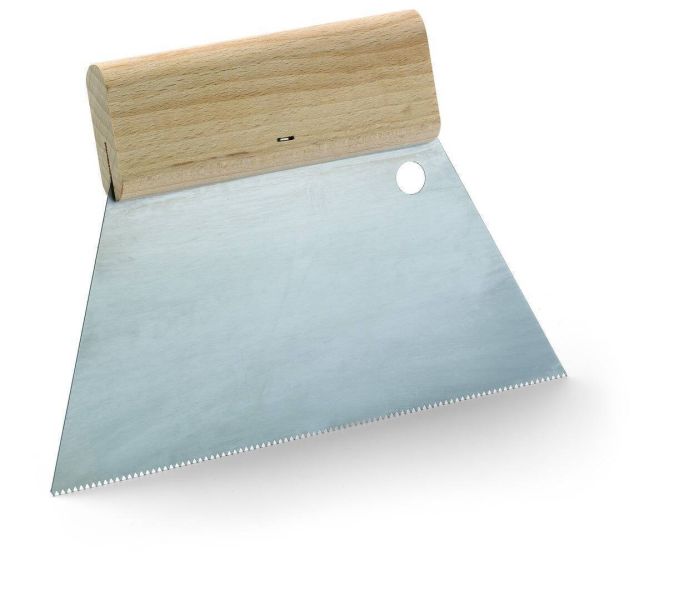 Zahnspachtel / Kleberspachtel mit Holzgriff 180mm breit