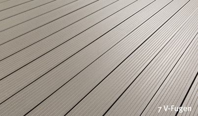 Terradura Terrassendiele Steingrau Kombiprofil 7V-Fugen