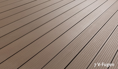 Terradura Terrassendiele Schiefergrau Kombiprofil 7V-Fugen